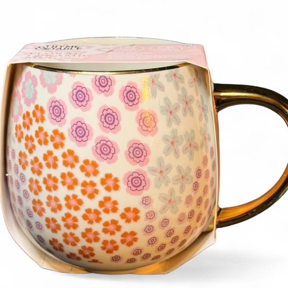 Floral Ceramic Mug - Pink and Orange - Picture 2 of 6